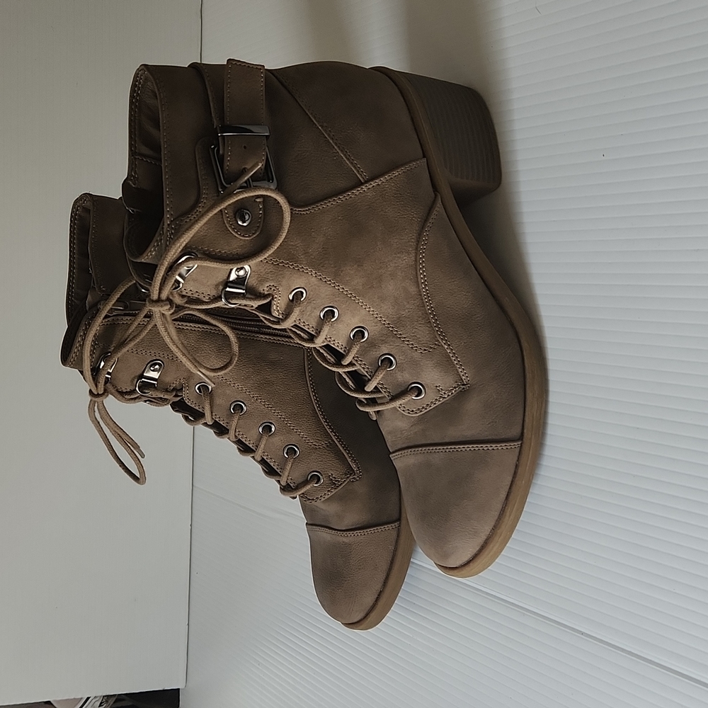 G By Guess Women's Lassey Lace Up Boots - Stone Brown 11